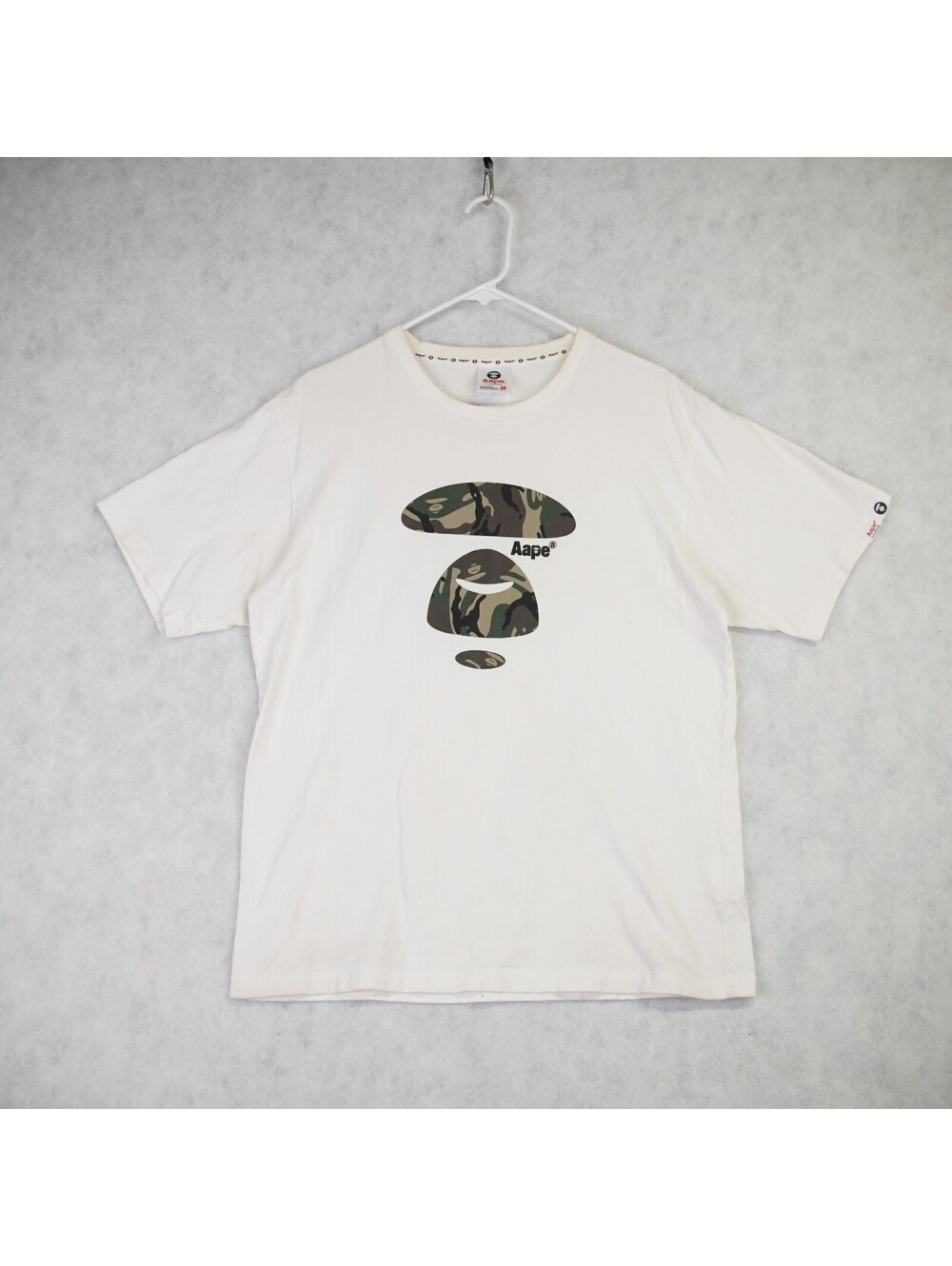 Aape By A Bathing Ape T Shirt Mens XL White Camo Logo Graphic Print Streetwear
